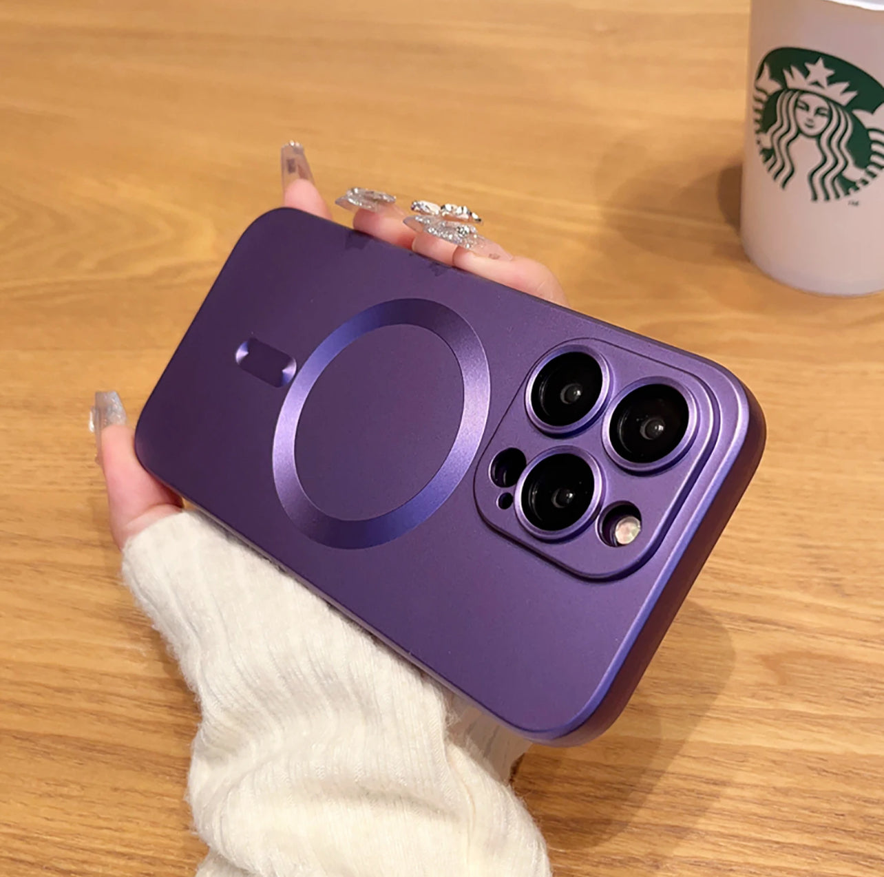 (New 2024 Style!) Premium Metallic Crystal MagSafe Phone Case with Build-on Lens Protector- iPhones (New 2024 Style!) Premium Metallic Crystal MagSafe Phone Case with Build-on Lens Protector- iPhones